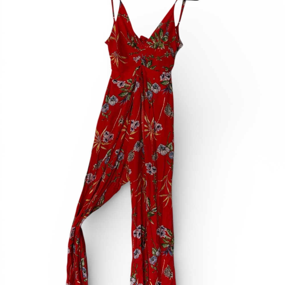 Floral Red Jumpsuit Medium